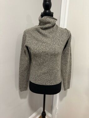 EUC VTG Max Mara wool/ cashmere sweater Sz:S  Mock Neck Gray Tan Luxe Minimalist